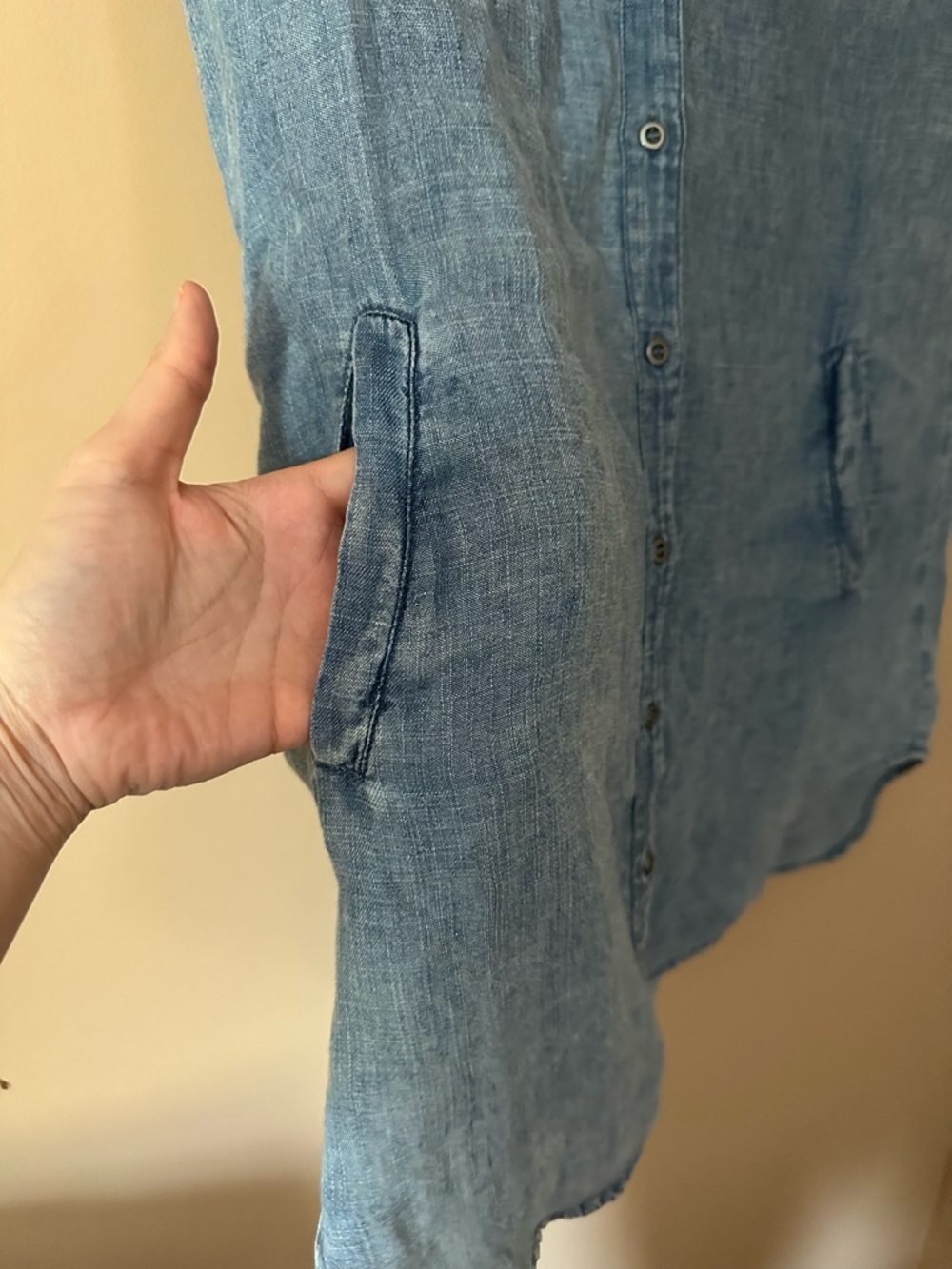 Light Wash Chambray Shirt Dress - Picture 3 of 5